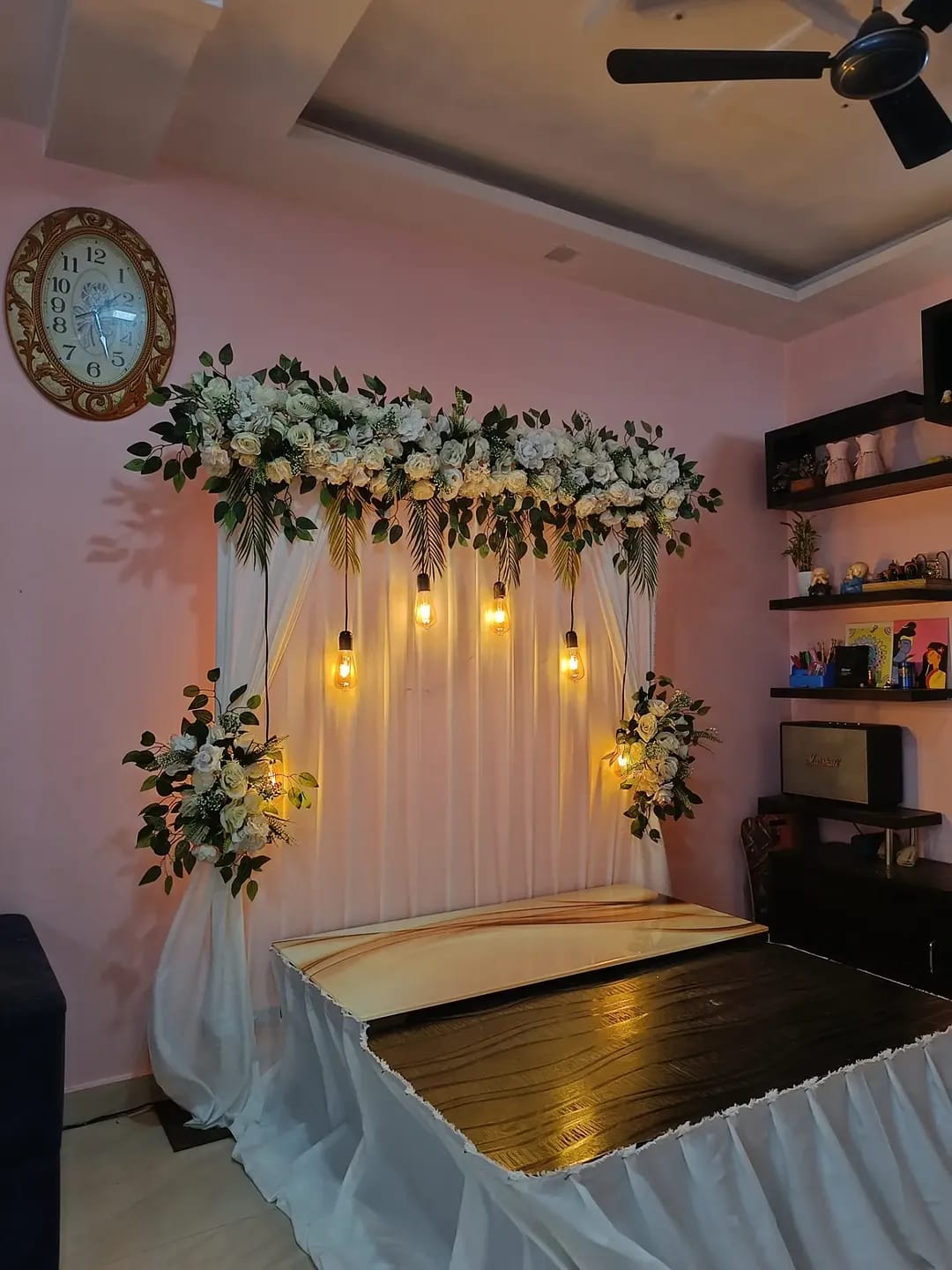 Pre-wedding romantic balloon and candle decoration for couples in Ahmedabad